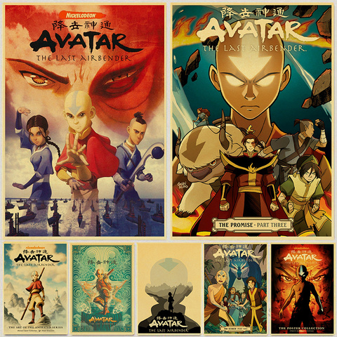 Avatar The Last Airbender Aang Fight Anime Poster Vintage Kraft Paper Posters and Prints Wall Art Picture Home Room Decor ► Photo 1/6