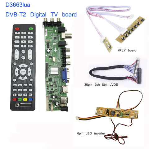 D3663lua lcd controller board HDMI VGA USB AV Universal LCD TV driver board full kit for M215HGE-L10 M185XW01 VD M215HW01 VB ► Photo 1/6