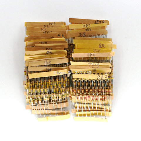 500PCS/LOT 1/2W Power 0.5W 5% Tolerance Carbon Film Resistors Assorted Assortment Kit 1.2 ohm-1M ohm 50 Values Each 10PCS ► Photo 1/3