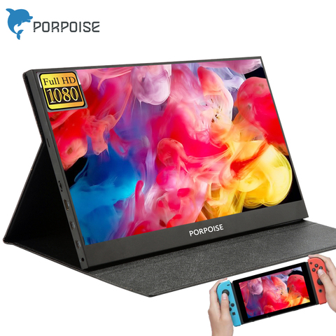 PORPOISE thin portable lcd hd monitor 17.3 usb type c hdmi for laptop,phone,xbox,switch and ps4 portable lcd gaming monitor ► Photo 1/6