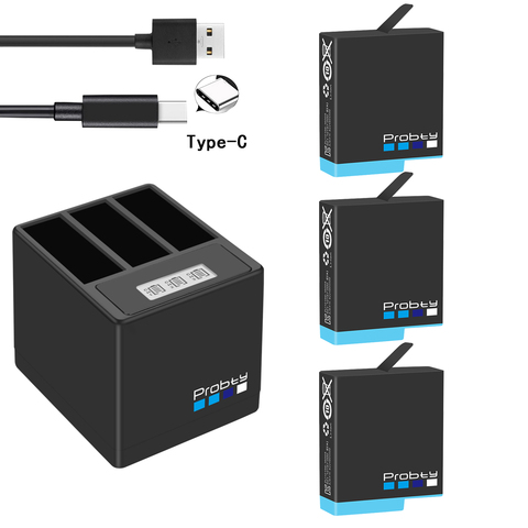 Probty decoding li battery for Gopro 8 7 6  and 3 in 1 storage box charger  for go pro hero 8  6 7 hero8 camera ► Photo 1/6