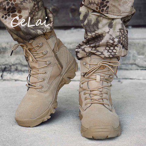 Outdoor Security Footwear Man Big Sizes Boots Men Military Combat Boots Special Force Tactical Desert Army Boots Non-slip NA56 ► Photo 1/6