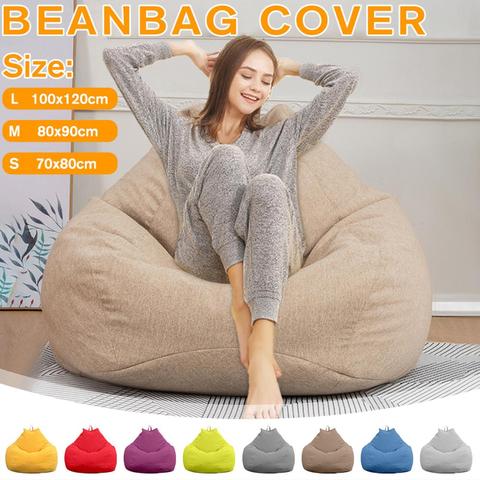 Lazy BeanBag Sofas Cover Chairs without Filler Linen Cloth Lounger Seat Bean Bag Puff asiento Couch Tatami Living Room Furniture ► Photo 1/6