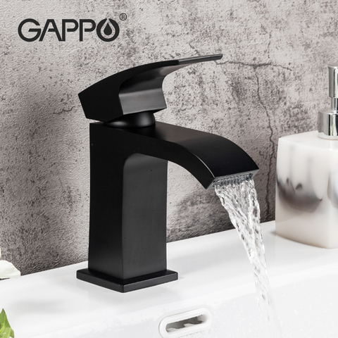 Gappo Black Faucet mixer bathroom torneiras Waterfall Basin Faucets bathroom cold hot water brass mixers single handle faucet ► Photo 1/6