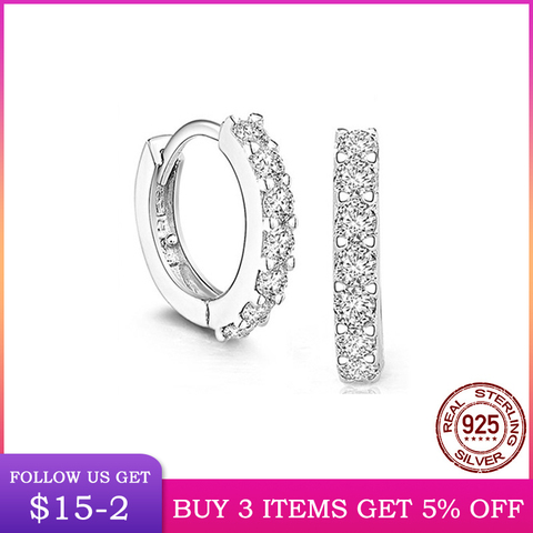 LByzHan 100% Real 925 Sterling Silver Crystal Circle Earring For Women Making Jewelry Gift Wedding Party Engagement E024 ► Photo 1/5