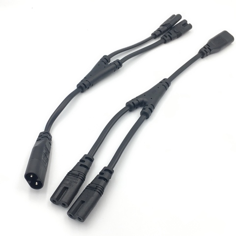 1PC IEC 320 C8 2Pin Male to 2 x C7 Female Y Split Power Cable About 28CM IEC 320 C7 to C8 extension cords C8 male to C7 female ► Photo 1/4