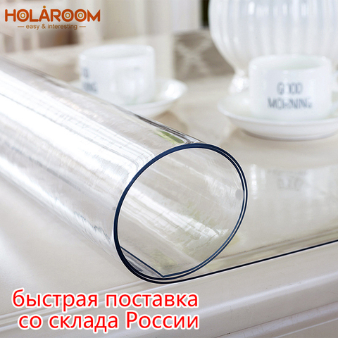 Soft Glass Tablecloth Transparent PVC Table Cloth Waterproof Oil Proof Kitchen Dining Rectangular Table Cover Matte Clear 1.0mm ► Photo 1/6