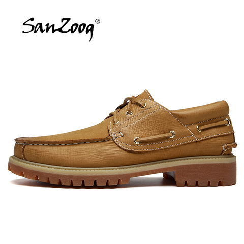 Spring Autumn Genuine Leather Men Shoes Boat Zapatos De Hombre Cuero Genuino Sapato Masculino Social Chaussure Homme Cuir Casual ► Photo 1/6