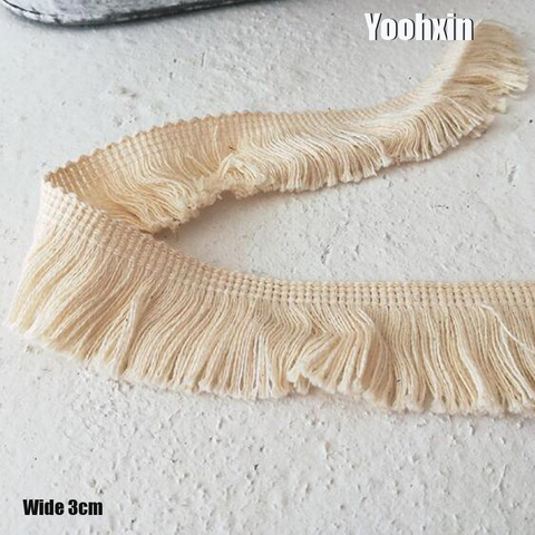 3CMWide New Fashion beige Embroidery flower lace fabric trim ribbon DIY sewing applique collar fringe tassel guipure dress decor ► Photo 1/3