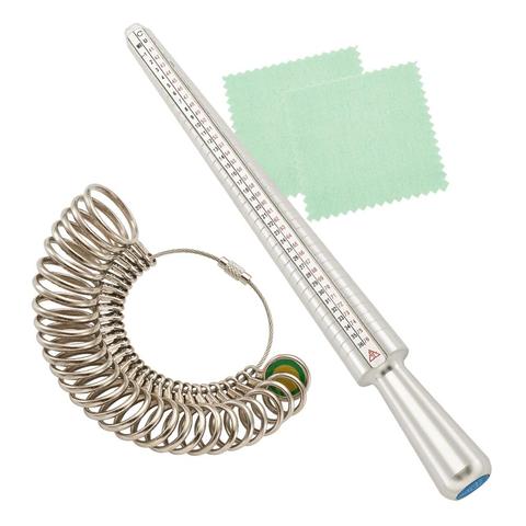 Jewelry Measuring Tool Sets with Ring Mandrel and Ring Sizers Model, Finger Measure, Rubber Hammers and Silver Polishing Cloth ► Photo 1/6