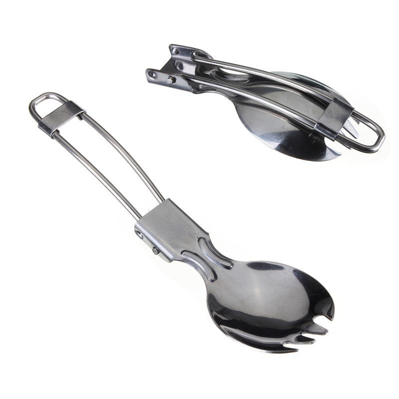 Stainless Steel Folding Spork Spoon Fork Cutlery Cookware Flatware Camping New