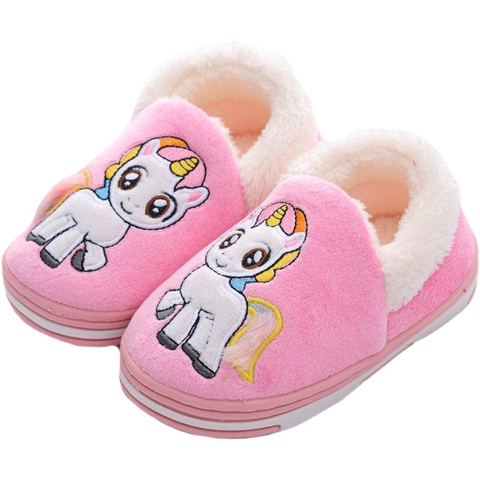 Unicorn Kids Slippers for Toddler Boys Indoor Shoes Baby Girl Fur Slides Cotton Flip Flop Warm Winter House Children Slipper ► Photo 1/6