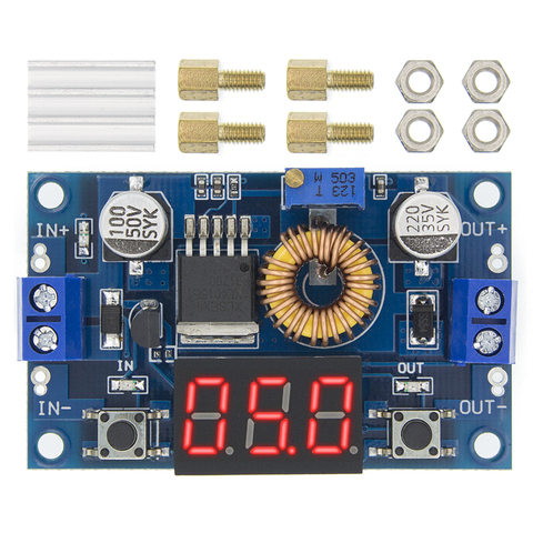 XL4015 5A High power 75W DC-DC adjustable step-down module+LED Voltmeter Power supply module ► Photo 1/6