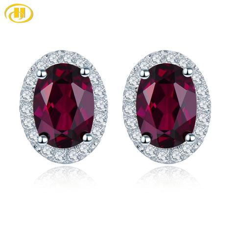 Hutang 2.06ct Genuine Rhodolite Garnet 925 Silver Stud Earrings Solid 925 Sterling Silver Fine Elegant Jewelry for Women ► Photo 1/6