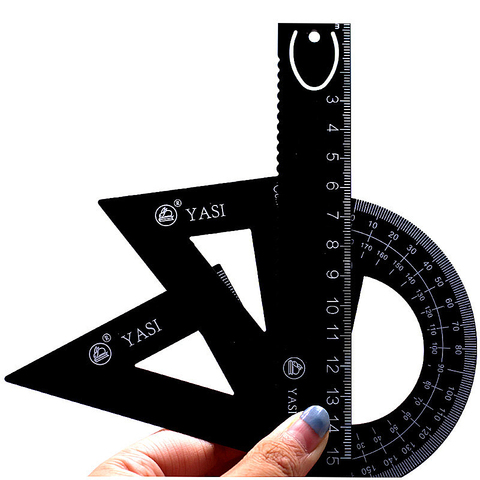 New Aluminum alloy Ruler Aluminum Protractor Students Maths Geometry Metal Triangle Ruler Set Office School Supplies 4pcs/set ► Photo 1/6