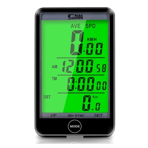Sunding Bicycle Computer Wireless Stopwatch Bike Speedometer Cycling Odometer Stopwatch LCD Backlight Accessories 576 C A Wired ► Photo 1/6