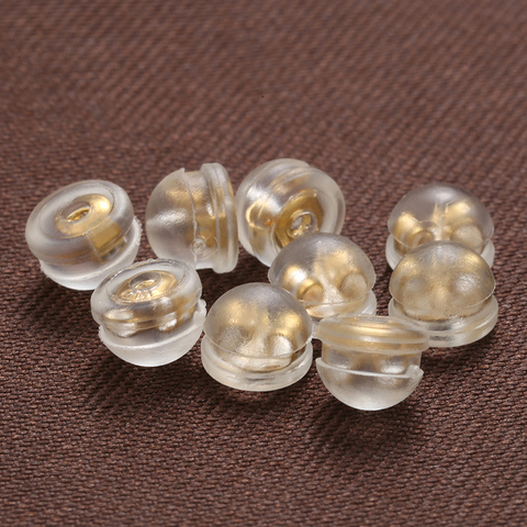 ZHUKOU 4.2x5mm High Quality 6PCS Silicone Gold Sliver Earring Backs Padded Mushroom for handmade earrings Accessories VE81 ► Photo 1/6
