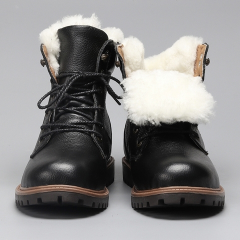 36~48 Natural Wool Winter Shoes Natural Genuine Cow leather Warmest Men Winter Boots #YM1570 ► Photo 1/6