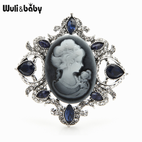 Wuli&baby Crystal Lady Figure Badge Brooches For Women Classic Office Casual Brooch Pins Gifts ► Photo 1/3