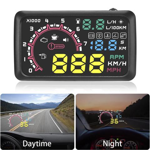 Car HUD Head Up Display OBD Scanner Speed Windscreen Projector Fuel Overspeed Warning Alarm Diagnostic Tool Hud Display ► Photo 1/6