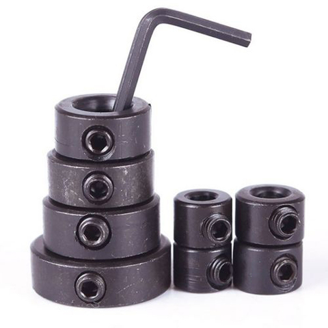 8pcs 3/4/5/6/8/10/12/16mm Woodworking Drill Depth Stop Collars Ring Dowel Shaft Chuck +Wrench ► Photo 1/5