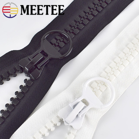 Meetee 20# 60/75/80/100/150/200CM Extra Large Resin Zippers White&black Open-end for Down Jacket Coat Pocket Zipper Slider AP547 ► Photo 1/6