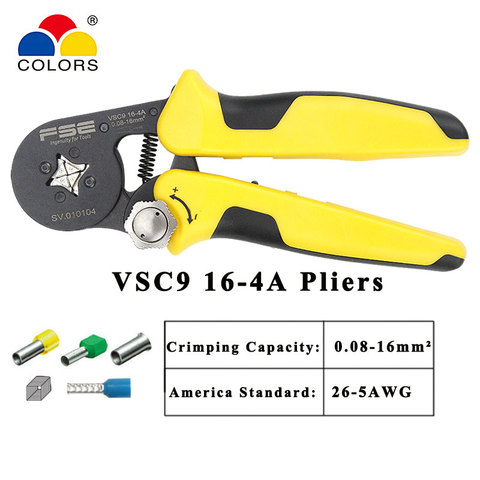 VSC9-16-4A 0.08-16mm^2 23-5AWG Adjustable Precise Crimp Pliers Tube Bootlace Terminal Crimping Hand Tool HSC9-16-4A ► Photo 1/6