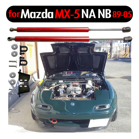 for Mazda MX-5 Roadster NA NB 1989-2005 Front Bonnet Hood Modify Gas Struts Carbon Fiber Spring Damper Lift Support Absorber ► Photo 1/6