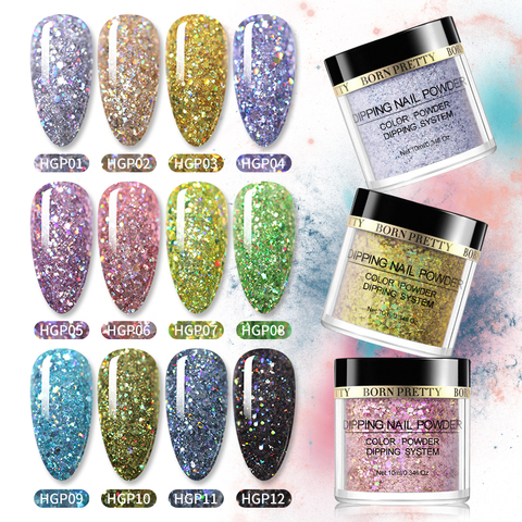 BORN PRETTY Dipping Nail Powder Holographics Nail Pigment Dust Power Natural Dry Without Cure Nail Art Decorations Glitter ► Photo 1/6