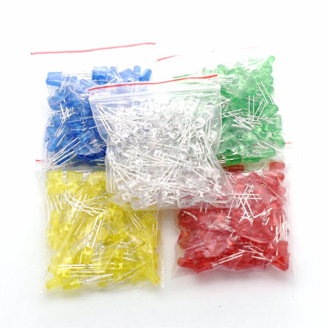 500PCS/LOT 5MM LED Diode Kit Mixed Color Red Green Yellow Blue White Led Light DIY Kit Free Shipping ► Photo 1/6