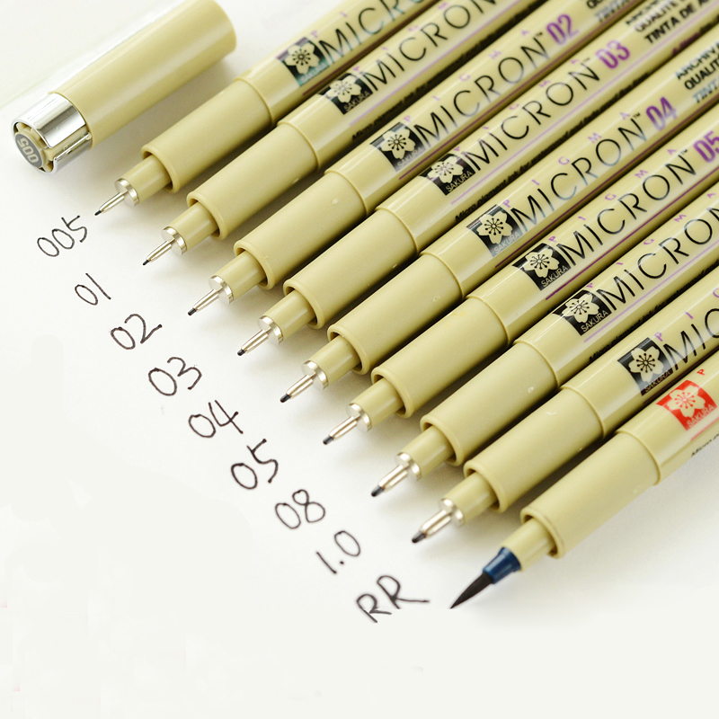 Bianyo Micro-Line Pens Fineliner, Set of 9