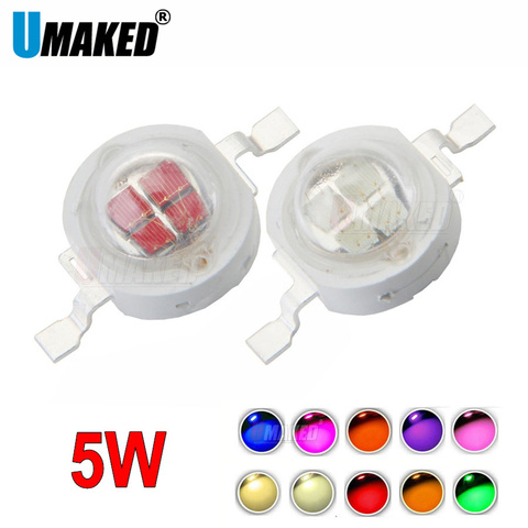 High Power LED Chip 5W Warm Cold White Red Green Blue Royal blue Yellow full spectrum 10000K 20000K Light Beads ► Photo 1/5