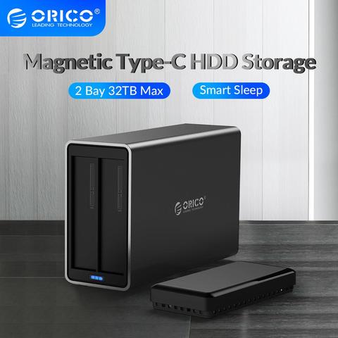 ORICO NS Series 2 Bay 3.5'' Type C HDD Docking Station Aluminum HDD Enclosure Support 32TB 5Gbps UASP 48W Power HDD Case ► Photo 1/6