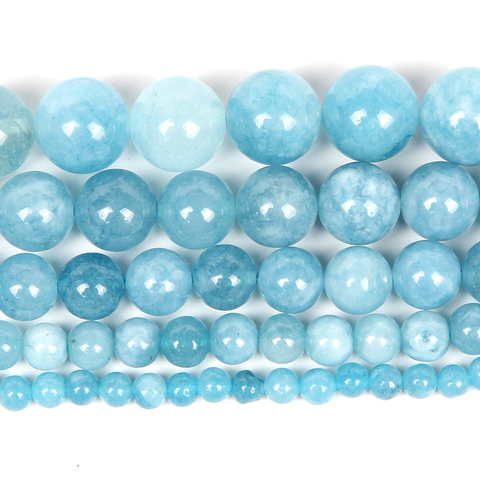 Natural Stone Smooth Aquamarines Imitation Charm Gem Round Loose Beads For Jewelry Making Needlework Bracelet Diy Strand 4-12MM ► Photo 1/6