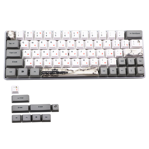 Russian character dye Subbed  PBT OEM Keycap Set Mechanische Toetsenbord Keycap Voor GH60 RK61/ALT61/Annie /poker GK61 GK64 dz60 ► Photo 1/6