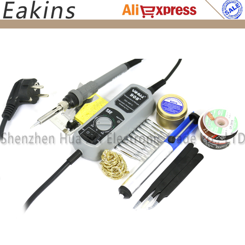 YIHUA 908D 60W LED Digital Regulation Soldering Iron Solder Station Adjustable Pocket Iron Rework Repair Tools+10pcs Iron Tip ► Photo 1/6