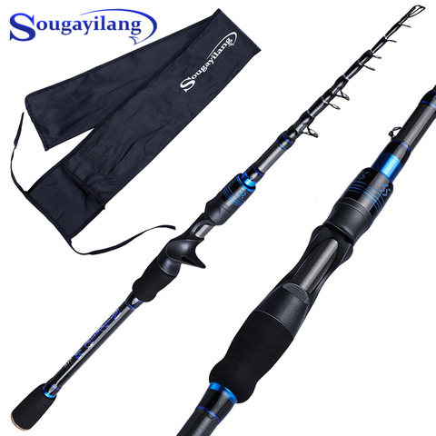 Sougayilang 1.8M 2.1M Telescopic Fishing Rod Carbon Fiber Spinning /Casting Lure Fishing Rod Travel Fishing  Rod Tackle Pesca ► Photo 1/6