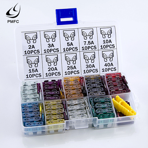 PMFC 100pcs Medium Car Fuses 2A 3A 5A 7.5A 10A 15A 20A 25A 30A 40A + Clip Amp with Plastic Box Assortment Auto Blade Fuse SUV ► Photo 1/6