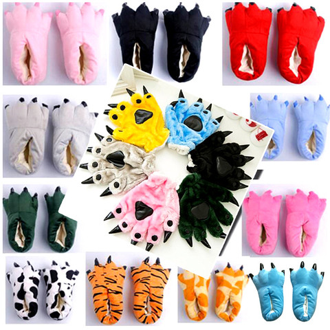 Women Indoor Sneakers Soft Plush Slippers Girls Cute Shoes Kids Cartoon Unicorn Stitch Pikachu Paw Winter Animal Claw Home Shoes ► Photo 1/6
