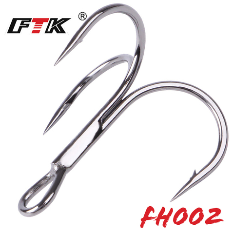 FTK 10-20pcs/Lot Treble Fishing Hooks High Carbon Steel Fishing Hook 3/0# -14# Overturned Hooks Fishing Tackle Bass Fishing ► Photo 1/6