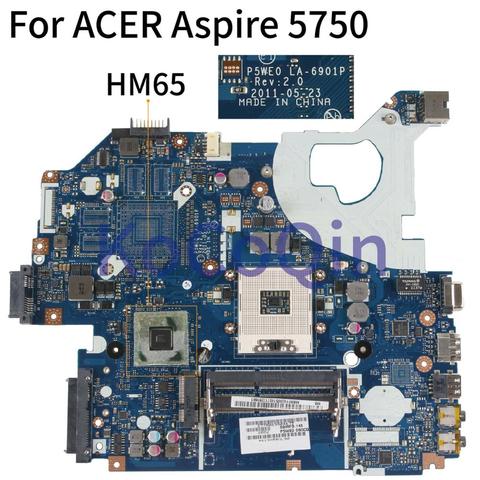 KoCoQin Laptop motherboard For ACER Aspire 5750 5750G Mainboard P5WE0 LA-6901P MBRFF02005 HM65 ► Photo 1/6