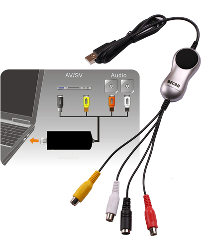 Ezcap USB 2.0 Video Capture V8 Hi8 DVD VHS DVR Adapter Recorder Converter Analog Video Audio to Digital for Windows 10 WIN 8.1 7 ► Photo 1/6