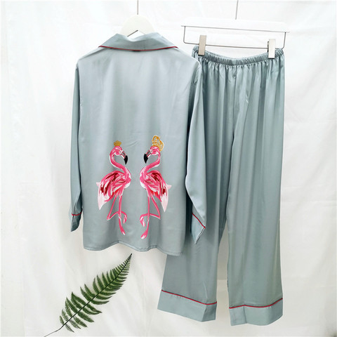 Lisacmvpnel Chiffon Cartoon Pajamas Woman Sexy Long Sleeve Trousers Twinset Cardigan Pajama Set ► Photo 1/5