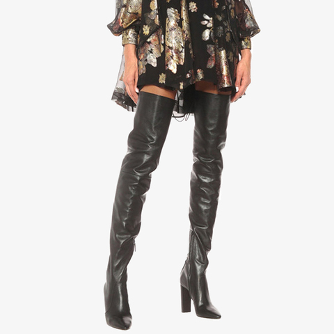 Arden Furtado 2022 autumn Fashion Women's Shoes Elegant high chunky heels zipper sexy pointed toe cross tied over the Knee Boots ► Photo 1/6