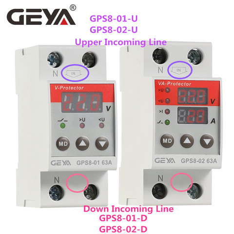 GEYA GPS8 Digital Over Current Protector Over Voltage Under Voltage Protective Device 63A 220VAC ► Photo 1/6