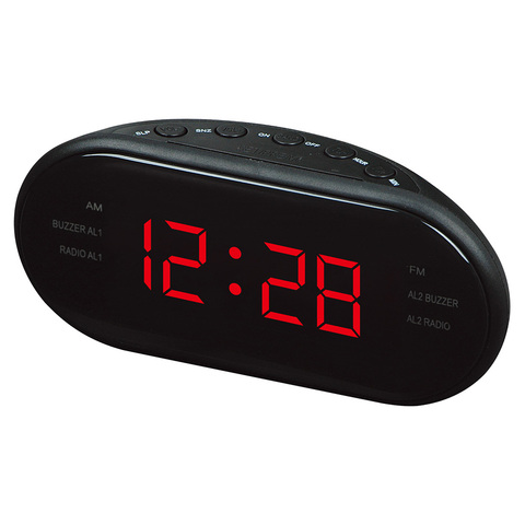 2022 New AC 220v/ 50hz AM/FM LED Clock Electronic Desktop Alarm Clock Digital Table Radio Gift Home Office Supplies EU Plug ► Photo 1/6