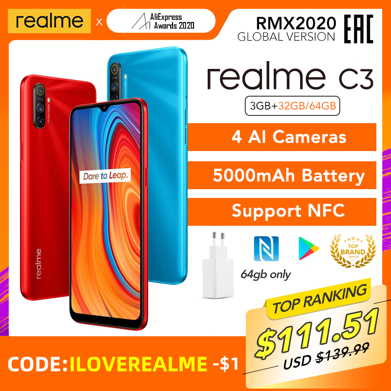 Buy Online Realme C3 3gb Ram 64gb Rom Global Version Nfc 5000mah Battery Helio G70 Ai Processor 12mp Ai Dual Camera Hd Mini Drop Fullscreen Alitools