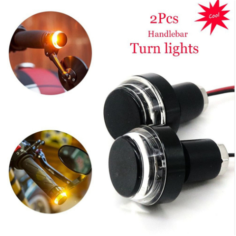 2pcs Flashing Motorcycle Handlebar Top Led Blinker Lights Motorcycle Turn Signal Light White Turn Amber Indicator Moto Accessory ► Photo 1/6