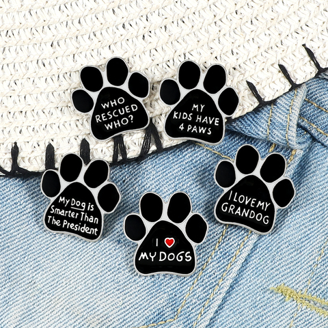 Black Dog Cat Paw Brooch Pins Cute Puppy Kitten Claw Enamel Pin Denim Jackets Shirt Lapel Pin Badge Animals Lover Jewelry Gifts ► Photo 1/6