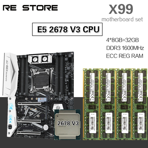 HUANANZHI X99 motherboard set with Xeon E5 2678 V3 4pcs 8GB=32GB 1600MHz DDR3 ECC REG memory ► Photo 1/6